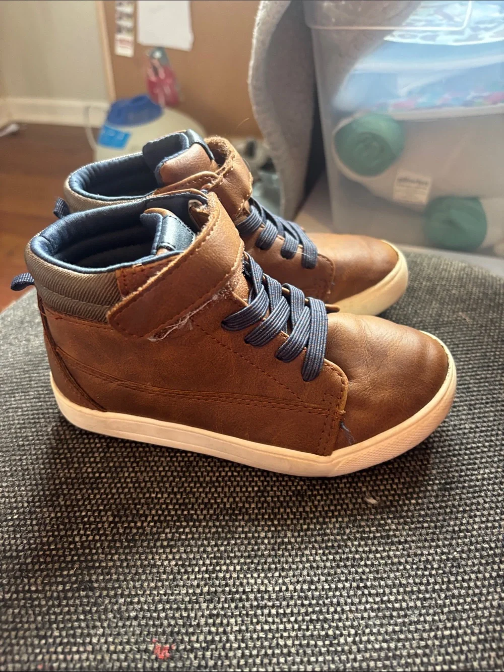 OshKosh B'gosh Brown High-Top Sneakers with Navy Accents